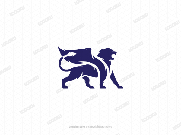 Logo Du Lion Ailé Bleu