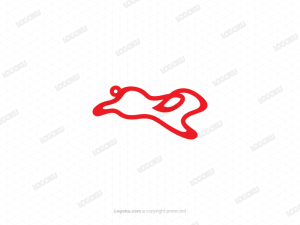 Lindo Logotipo De Conejito Rojo