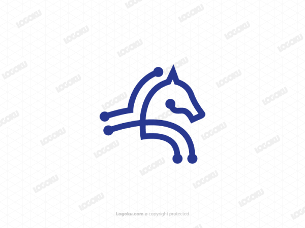 Blaues Cyber-Pferd-Logo