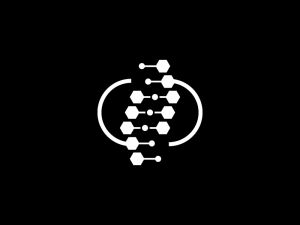 White Molecule Dna Logo