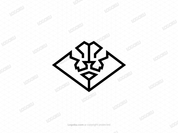 Emblème Tête Logo Lion Noir