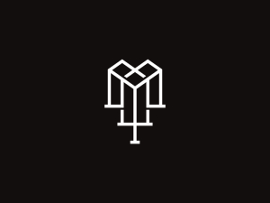 Buchstabe M-Schwert-Logo