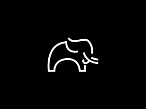 Logotipo De Elefante Blanco De Líneas Simples