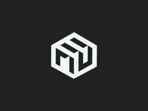 Hexagonal Letter Mu Logo