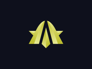 Buchstabe A, goldenes Stern-Logo