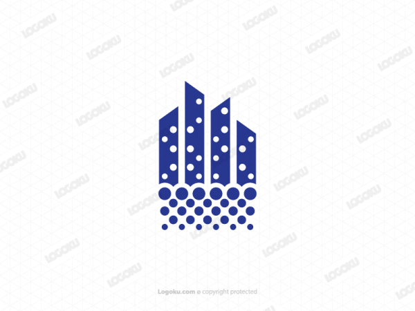 Logotipo De Bienes Raíces De Edificios Azules