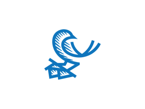 Baum-blaues Vogel-Logo