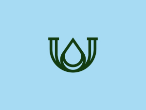 Simple Letter U Water Drop Logo