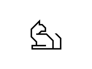 Logotipo De Gato Negro De Líneas