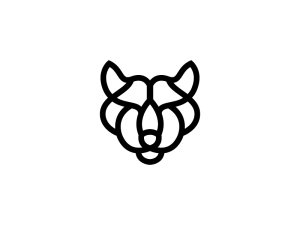 Líneas Cabeza Del Logotipo Del Lobo Negro