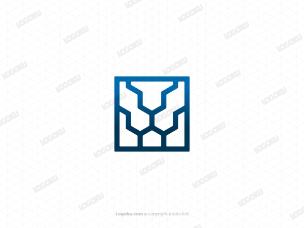 Square Monoline Lion Logo