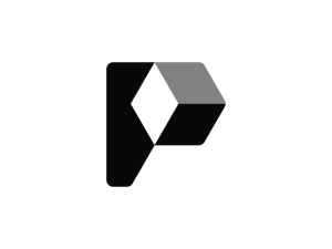 Buchstabe P-Würfel-Logo