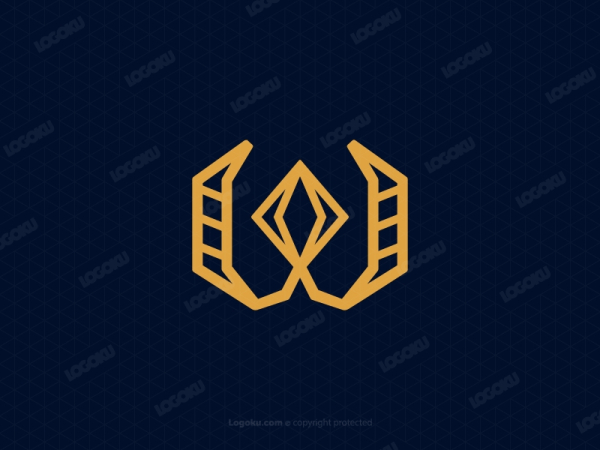 شعار W الذهبي منمق