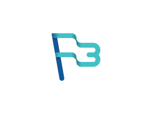 Letter F3 Flag Logo