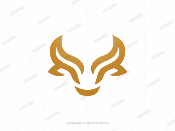 Lines Head Golden Bull Logo