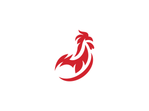 Stylish Red Rooster Logo