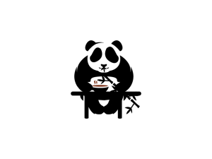 Logo Panda Bâton De Bambou