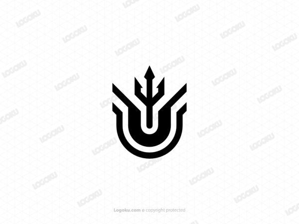 Logo D'icône De Trident De Lettre U