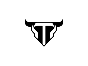 T Letter Bull Head Animal Logo