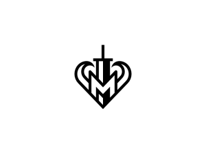 M Lettre Épée Taureau Logo