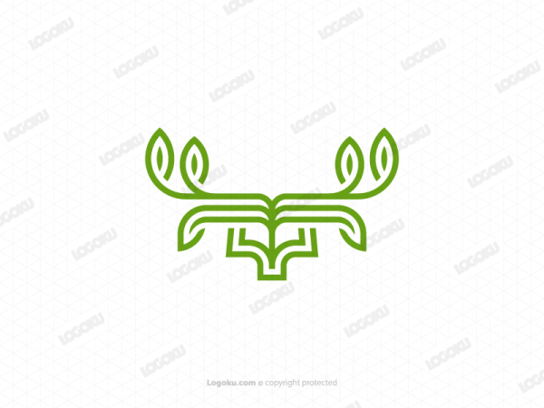 Logo Du Livre De Cerf à Feuilles Naturelles