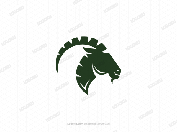 Green Goat Head Of Ram Logo