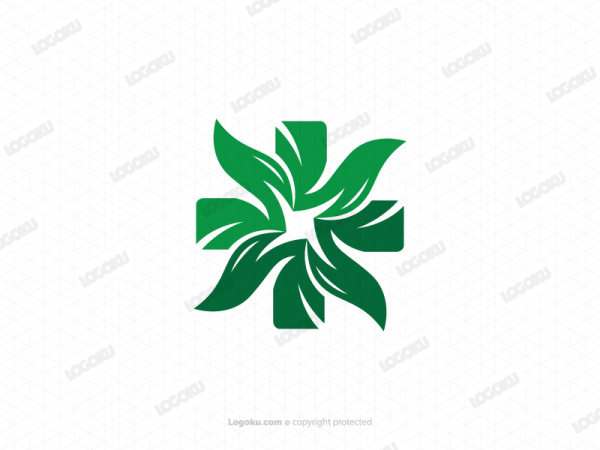 Blattgrünes medizinisches Kreuz-Logo