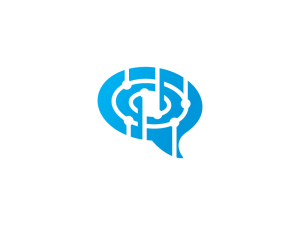 Blaues Technologie-Gehirn-Logo