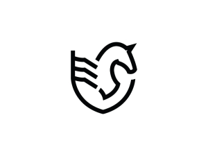 Logotipo De Pegaso Escudo Negro