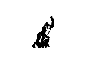 Logo Du Gorille à Dos Argenté Rugissant