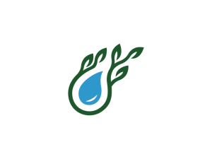 Blätter, Wassertropfen, Logo