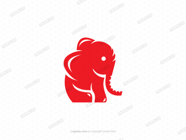 Lindo Logotipo De Elefante Rojo