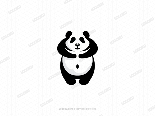 Lindo Logotipo De Panda Negro