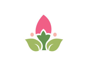 Logo De Bouton De Fleur Rose