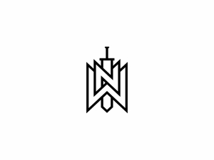 Wn Letter Nw Initial Sword Logo
