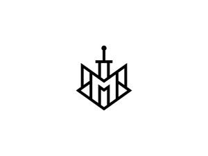 M Letter Fox Sword Logo