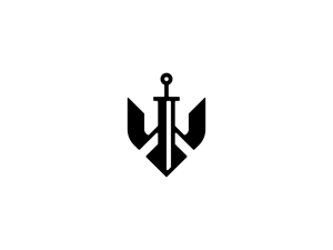 W Letter Sword Bird Logo