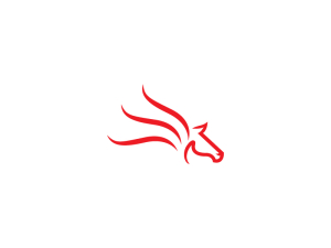 Stilvolles Rotes Pegasus-logo