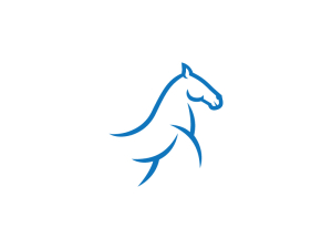 Simple Stylish Blue Horse Logo