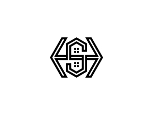 Letter Initial Sh Or Hs House Logo