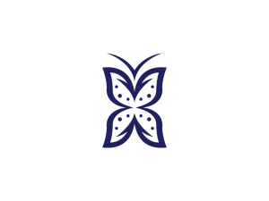 Logotipo De Mariposa Azul Estilizada