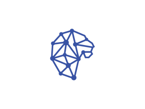 Blaues Cyber-löwen-logo