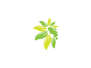 Natur-blatt-kopf-löwe-logo