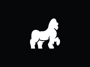 Logo Du Gorille à Dos Argenté Blanc