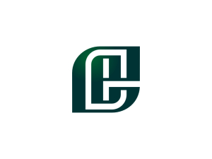 Logotipo De Línea Verde De Hoja De Letra E