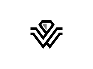 W Letter Diamond Crystal Identity Logo