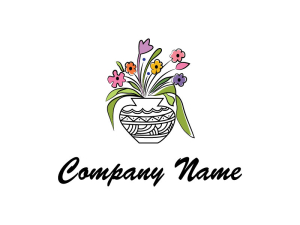Logo De Pot De Fleur