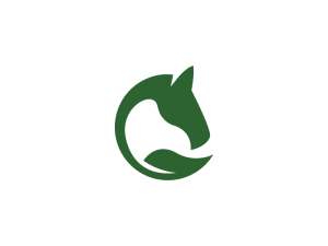 Un Logo De Cheval Feuille