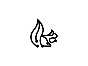 Logotipo De Ardilla Línea Negra
