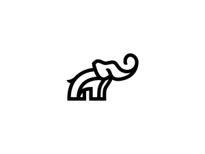 Logotipo De Elefante Negro De Línea Grande